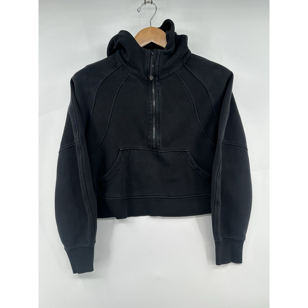 Lululemon Scuba Oversized Half Zip Hoodie Black Pullover Pockets Size XS/S